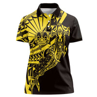 Yellow Marquesas Islands Women Polo Shirt Marquesan Matatiki Hammerhead Shark Patutiki LT14 Female Yellow - Polynesian Pride