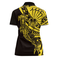 Yellow Marquesas Islands Women Polo Shirt Marquesan Matatiki Hammerhead Shark Patutiki LT14 - Polynesian Pride