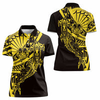 Yellow Marquesas Islands Women Polo Shirt Marquesan Matatiki Hammerhead Shark Patutiki LT14 - Polynesian Pride