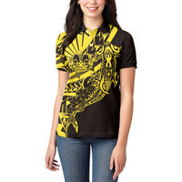 Yellow Marquesas Islands Women Polo Shirt Marquesan Matatiki Hammerhead Shark Patutiki LT14 - Polynesian Pride