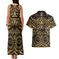 Austral Islands Couples Matching Tank Maxi Dress and Hawaiian Shirt Tuhaa Pae Penu Stars Necklace Gold LT14 - Polynesian Pride