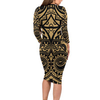 Austral Islands Family Matching Long Sleeve Bodycon Dress and Hawaiian Shirt Tuhaa Pae Penu Stars Necklace Gold LT14 - Polynesian Pride