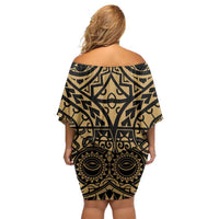 Austral Islands Family Matching Off Shoulder Short Dress and Hawaiian Shirt Tuhaa Pae Penu Stars Necklace Gold LT14 - Polynesian Pride