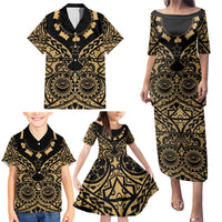 Austral Islands Family Matching Puletasi and Hawaiian Shirt Tuhaa Pae Penu Stars Necklace Gold LT14 - Polynesian Pride
