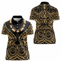 Austral Islands Women Polo Shirt Tuhaa Pae Penu Stars Necklace Gold - Polynesian Pride
