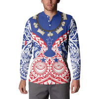 Austral Islands Button Sweatshirt Tuhaa Pae Penu Stars Necklace Red - Polynesian Pride