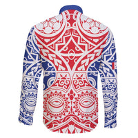 Austral Islands Family Matching Off Shoulder Short Dress and Hawaiian Shirt Tuhaa Pae Penu Stars Necklace Red LT14 - Polynesian Pride