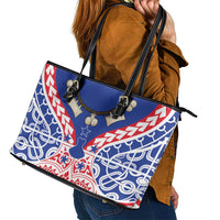 Austral Islands Leather Tote Bag Tuhaa Pae Penu Stars Necklace Red - Polynesian Pride