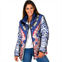 Austral Islands Padded Jacket Tuhaa Pae Penu Stars Necklace Red LT14 Women Red - Polynesian Pride