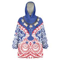 Austral Islands Wearable Blanket Hoodie Tuhaa Pae Penu Stars Necklace Red LT14 One Size Red - Polynesian Pride