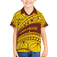 Personalised Samoa College Family Matching Summer Maxi Dress and Hawaiian Shirt Samoan Pattern LT14 Son's Shirt Gold - Polynesian Pride