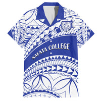 Personalised Samoa Safata College Family Matching Long Sleeve Bodycon Dress and Hawaiian Shirt Samoan Pattern LT14 Dad's Shirt - Short Sleeve Blue - Polynesian Pride