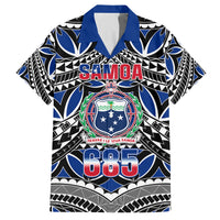 Samoa 685 Family Matching Summer Maxi Dress and Hawaiian Shirt Samoan Coat Of Arms Simple Style LT14 Dad's Shirt - Short Sleeve Blue - Polynesian Pride