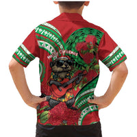 Mele Kalikimaka Hawaii Family Matching Mermaid Dress and Hawaiian Shirt Mongoose Santa With Ohia Lehua LT14 - Polynesian Pride