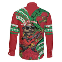 Mele Kalikimaka Hawaii Family Matching Mermaid Dress and Hawaiian Shirt Mongoose Santa With Ohia Lehua LT14 - Polynesian Pride