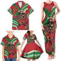 Mele Kalikimaka Hawaii Family Matching Tank Maxi Dress and Hawaiian Shirt Mongoose Santa With Ohia Lehua LT14 - Polynesian Pride
