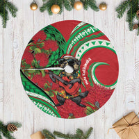 Mele Kalikimaka Hawaii Tree Skirt Mongoose Santa With Ohia Lehua LT14 Casual Red - Polynesian Pride