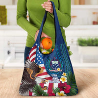 United States And Samoa Grocery Bag USA Flag Eagle Mix Samoan Coat Of Arms
