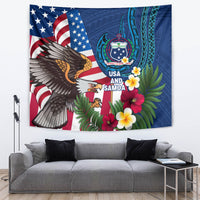 United States And Samoa Tapestry USA Flag Eagle Mix Samoan Coat Of Arms LT14 - Polynesian Pride