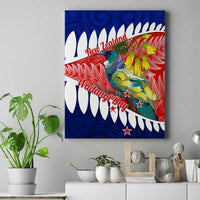 New Zealand Waitangi Day Canvas Wall Art NZ Maori Tui Bird With Kowhai Flowers LT14 Blue - Polynesian Pride