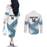 Custom Fiji Tapa Rugby 2025 Couples Matching Off The Shoulder Long Sleeve Dress and Long Sleeve Button Shirt Go Champions Fijiana LT14 - Polynesian Pride