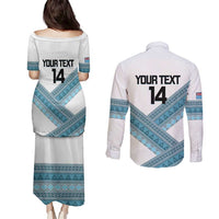 Custom Fiji Tapa Rugby 2025 Couples Matching Puletasi and Long Sleeve Button Shirt Go Champions Fijiana LT14 - Polynesian Pride