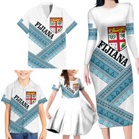 Custom Fiji Tapa Rugby 2025 Family Matching Long Sleeve Bodycon Dress and Hawaiian Shirt Go Champions Fijiana LT14 - Polynesian Pride