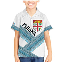 Custom Fiji Tapa Rugby 2025 Family Matching Mermaid Dress and Hawaiian Shirt Go Champions Fijiana LT14 Son's Shirt White - Polynesian Pride