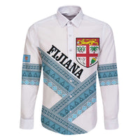 Custom Fiji Tapa Rugby 2025 Family Matching Off The Shoulder Long Sleeve Dress and Hawaiian Shirt Go Champions Fijiana LT14 Dad's Shirt - Long Sleeve White - Polynesian Pride