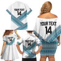 Custom Fiji Tapa Rugby 2025 Family Matching Off Shoulder Short Dress and Hawaiian Shirt Go Champions Fijiana LT14 - Polynesian Pride