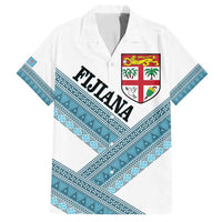 Custom Fiji Tapa Rugby 2025 Family Matching Tank Maxi Dress and Hawaiian Shirt Go Champions Fijiana LT14 Dad's Shirt - Short Sleeve White - Polynesian Pride