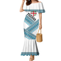 Custom Fiji Tapa Rugby 2025 Mermaid Dress Go Champions Fijiana LT14 Women White - Polynesian Pride