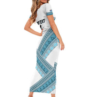 Custom Fiji Tapa Rugby 2025 Short Sleeve Bodycon Dress Go Champions Fijiana LT14 - Polynesian Pride