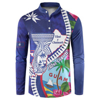 Biba Guam Liberation Day Button Sweatshirt Tano y Chamoru Latte Stone Blue