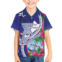 Biba Guam Liberation Day Family Matching Long Sleeve Bodycon Dress and Hawaiian Shirt Tano y Chamoru Latte Stone Blue LT14 Son's Shirt Blue - Polynesian Pride