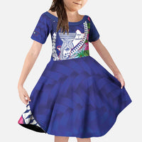 Biba Guam Liberation Day Family Matching Mermaid Dress and Hawaiian Shirt Tano y Chamoru Latte Stone Blue LT14 Daughter's Dress Blue - Polynesian Pride