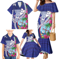 Biba Guam Liberation Day Family Matching Mermaid Dress and Hawaiian Shirt Tano y Chamoru Latte Stone Blue LT14 - Polynesian Pride