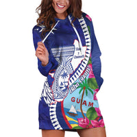 Biba Guam Liberation Day Hoodie Dress Tano y Chamoru Latte Stone Blue
