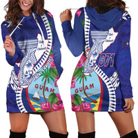 Biba Guam Liberation Day Hoodie Dress Tano y Chamoru Latte Stone Blue