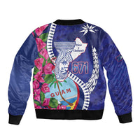 Biba Guam Liberation Day Sleeve Zip Bomber Jacket Tano y Chamoru Latte Stone Blue