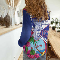 Biba Guam Liberation Day Women Casual Shirt Tano y Chamoru Latte Stone Blue