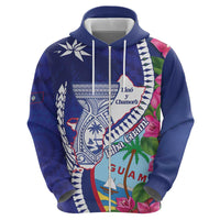 Biba Guam Liberation Day Zip Hoodie Tano y Chamoru Latte Stone Blue