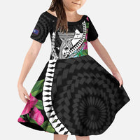 Biba Guam Liberation Day Family Matching Mermaid Dress and Hawaiian Shirt Tano y Chamoru Latte Stone Black LT14 Daughter's Dress Black - Polynesian Pride