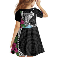 Biba Guam Liberation Day Family Matching Off Shoulder Short Dress and Hawaiian Shirt Tano y Chamoru Latte Stone Black