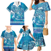 Kuri Dog Waka New Zealand Matariki Family Matching Mermaid Dress and Hawaiian Shirt Ocean Sharks Maori Tattoo LT14 - Polynesian Pride