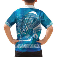 Kuri Dog Waka New Zealand Matariki Family Matching Summer Maxi Dress and Hawaiian Shirt Ocean Sharks Maori Tattoo LT14 - Polynesian Pride