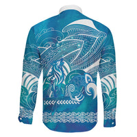 Kuri Dog Waka New Zealand Matariki Family Matching Summer Maxi Dress and Hawaiian Shirt Ocean Sharks Maori Tattoo LT14 - Polynesian Pride