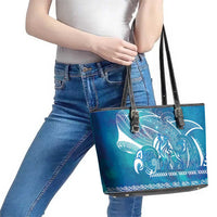 Kuri Dog Waka New Zealand Matariki Leather Tote Bag Ocean Sharks Maori Tattoo LT14 - Polynesian Pride
