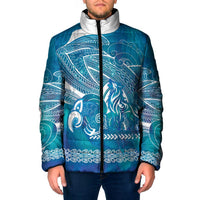 Kuri Dog Waka New Zealand Matariki Padded Jacket Ocean Sharks Maori Tattoo