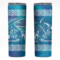 Kuri Dog Waka New Zealand Matariki Skinny Tumbler Ocean Sharks Maori Tattoo LT14 Blue - Polynesian Pride